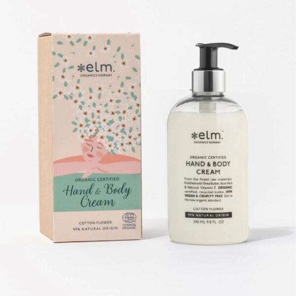 Elm Organics Økologisk Gavesett Hand and Body Cream - Cotton Flower - 290 ml