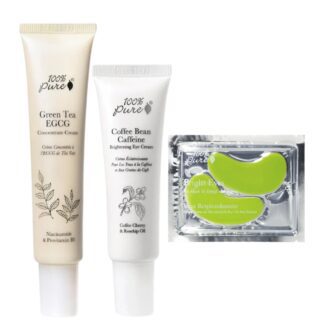 hudpleiepakke med coffee bean eye cream, green tea egcg krem og fuktøyemaske