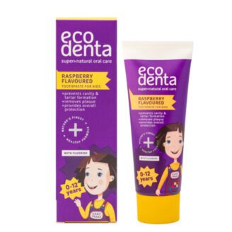 ECODENTA “KAKĖ MAKĖ” Raspberry flavoured toothpaste, 0+ år naturlig tannkrem