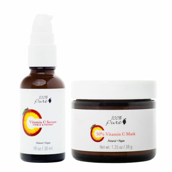 Hudpleiepakke duo vitamin c serum og pulver maske 100% pure