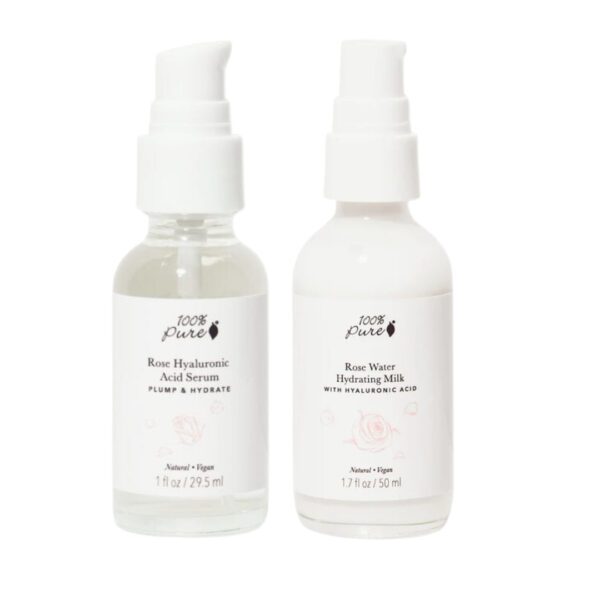 hudpleiepakke rose water serie 100% pure serum og fuktighetskrem